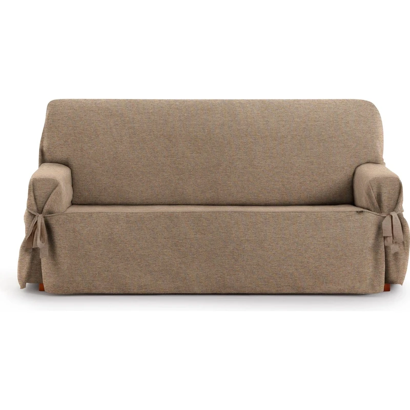 ECOMMERC3 | 3 Seater Sofa Cover Made of Non-Elastic Jacquard Fabric – Beige Sofa Cover with Decorative Ties and Elegant Protection for Your Sofa