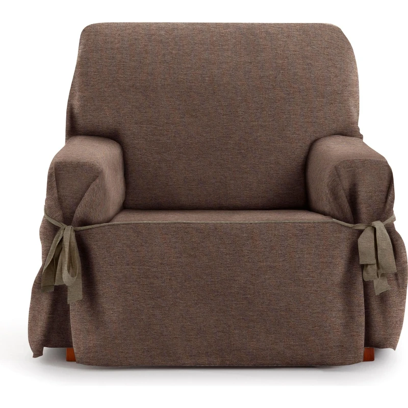 ECOMMERC3 | 1 Seater Sofa Cover Made of Non-Elastic Jacquard Fabric – Brown Sofa Cover with Decorative Ties and Elegant Protection for Your Sofa