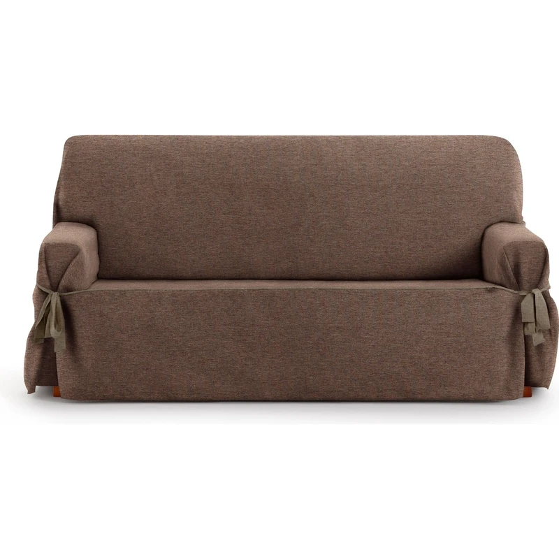 ECOMMERC3 | 3 Seater Sofa Cover Made of Non-Elastic Jacquard Fabric – Brown Sofa Cover with Decorative Ties and Elegant Protection for Your Sofa