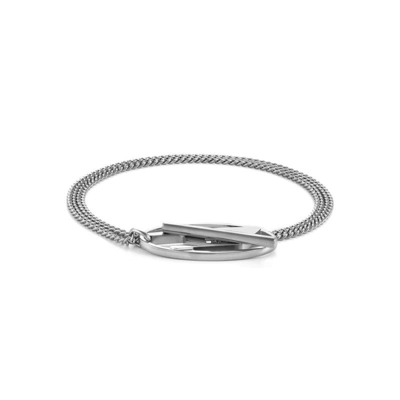 Diesel Men's Stainless Steel Toggle clasp closure Bracelet Light Silver