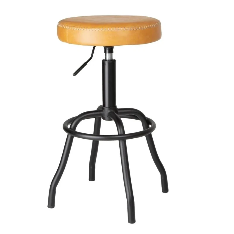 Bolero Brooklyn PU High Bar Stool Caramel - Adjustable Padded Sear, PU Leather Upholstered HW290