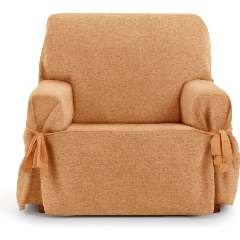 ECOMMERC3 1 Seater Sofa Cover in Jacquard Non-Elastic Fabric - Mustard Colour Sofa Cover with Decorative Ties and Elegant Protection for Your Sofa
