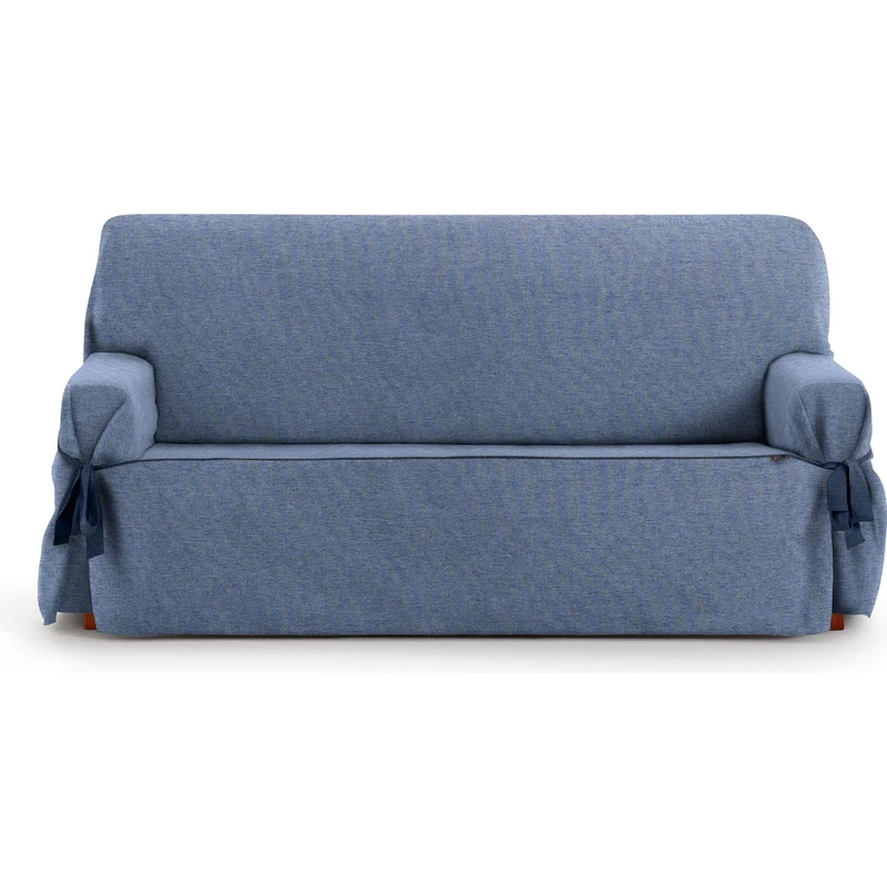 ECOMMERC3 | 2 Seater Sofa Cover Made of Non-Elastic Jacquard Fabric – Blue Sofa Cover with Decorative Ties and Elegant Protection for Your Sofa