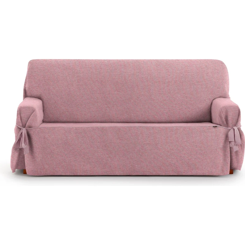 ECOMMERC3 | 2 Seater Sofa Cover in Jacquard Non-Elastic Fabric – Pink Sofa Cover with Decorative Ties and Elegant Protection for Your Sofa