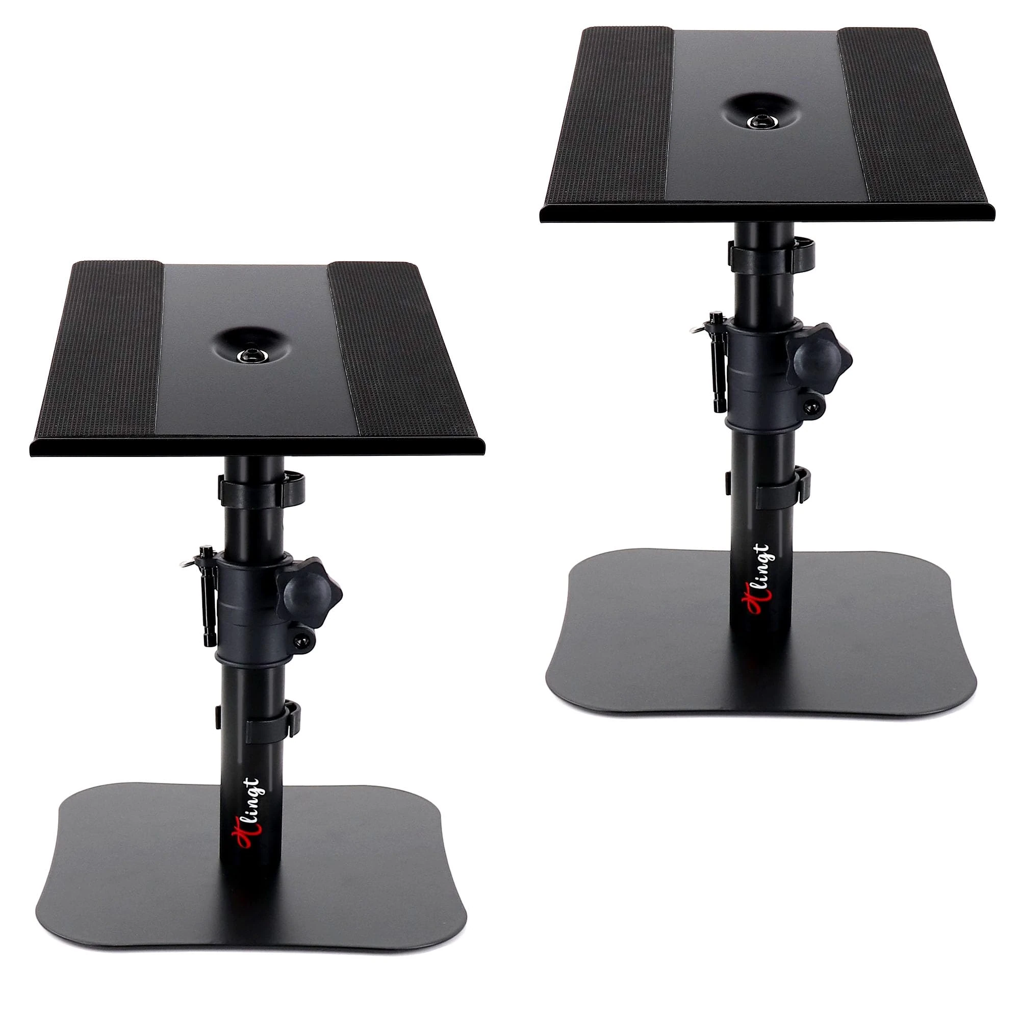 Desktop Speaker Stand Pair, Monitor Speaker Stand, 22.5 x 24cm Metal Tray at +10° to -10° Tilt Angle, Flat Base Compatible with Any Desk, Ideal for 5 to 7 inch Studio Monitor, Bookshelf Speaker