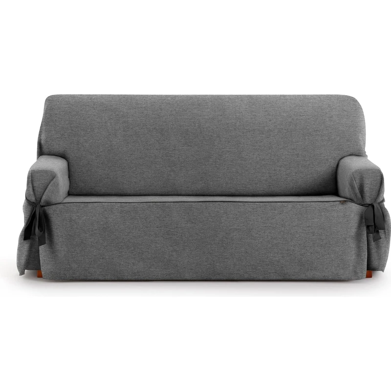 ECOMMERC3 | 3 Seater Sofa Cover Made of Non-Elastic Jacquard Fabric – Anthracite Sofa Cover with Decorative Ties and Elegant Protection for Your Sofa