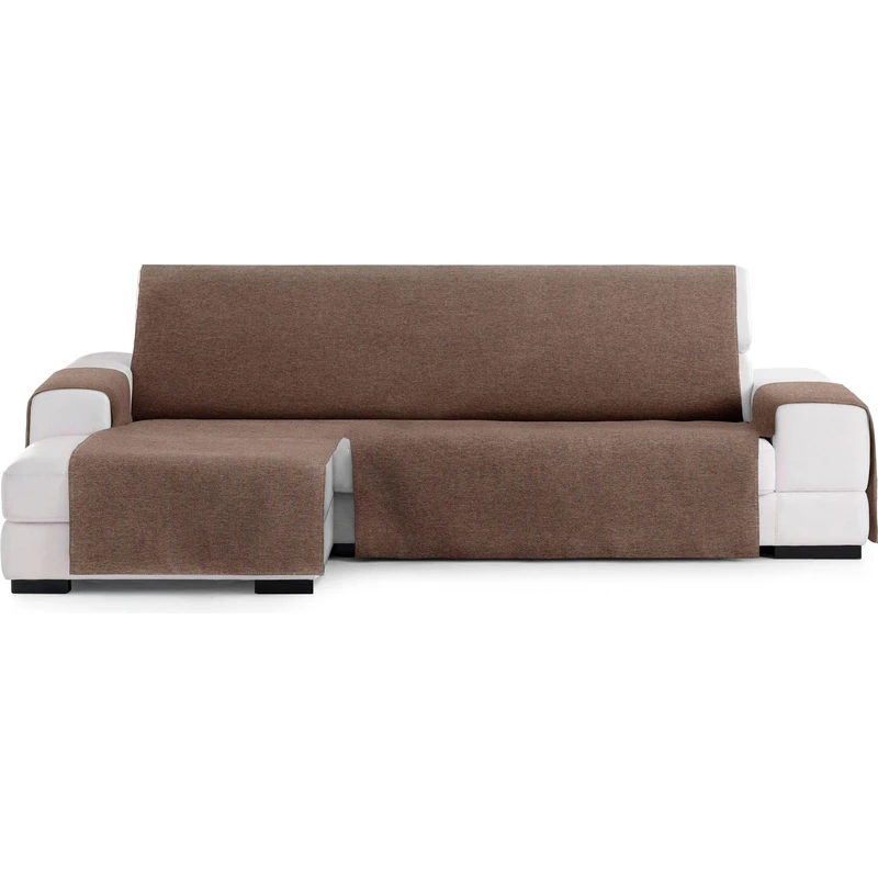 ECOMMERC3 Universal and Versatile Chaiselong Normal Left Sofa Cover – Brown Chaiselong Sofa Cover Protector Easy to Install for Back, Seat and Arms