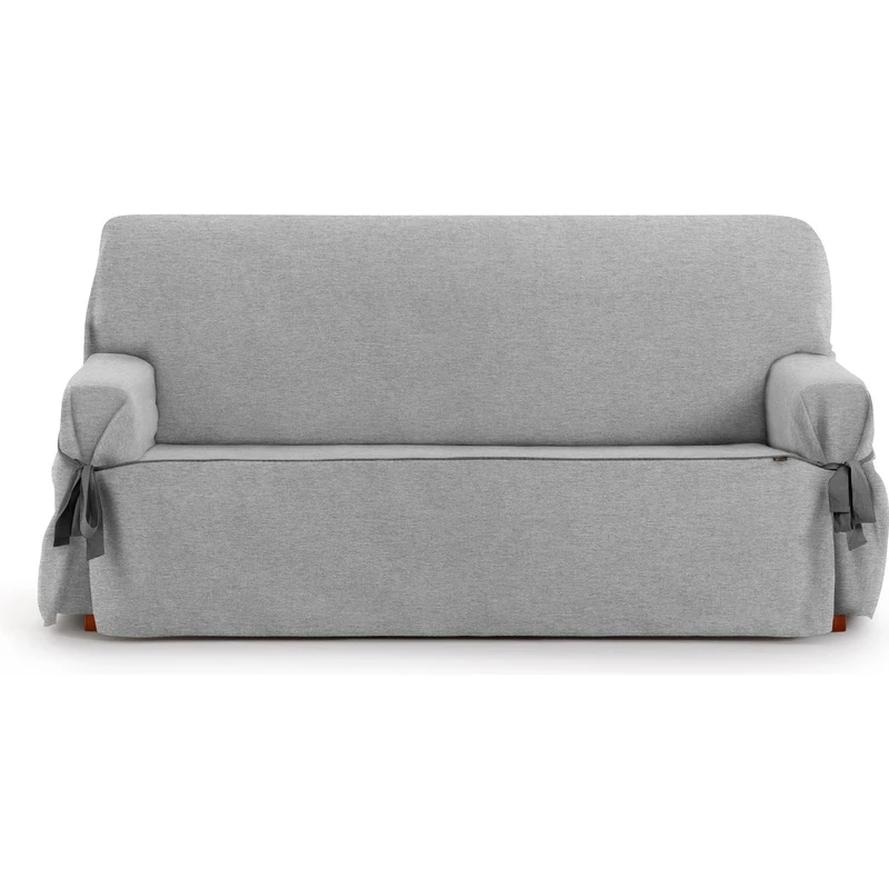 ECOMMERC3 | 3 Seater Sofa Cover Made of Non-Elastic Jacquard Fabric – Grey Sofa Cover with Decorative Ties and Elegant Protection for Your Sofa