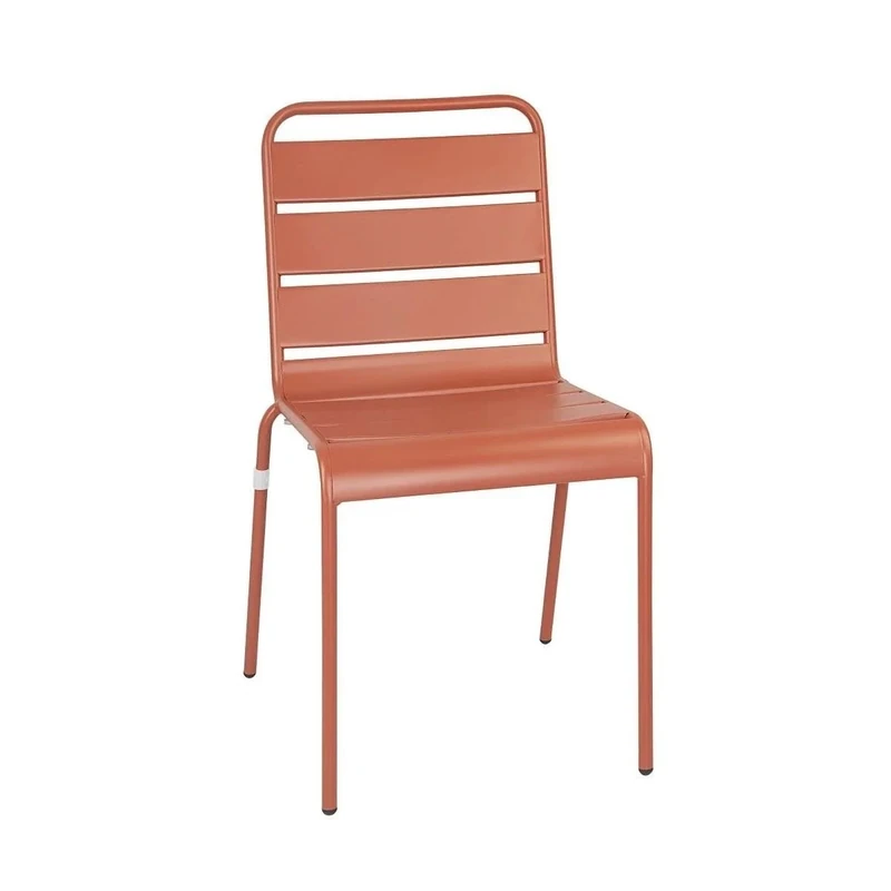 Bolero Amalfi Slatted Steel Side Chairs Terracotta (4 pack) - Garden, Patio, Restaurant, Café Furniture Chair CK063
