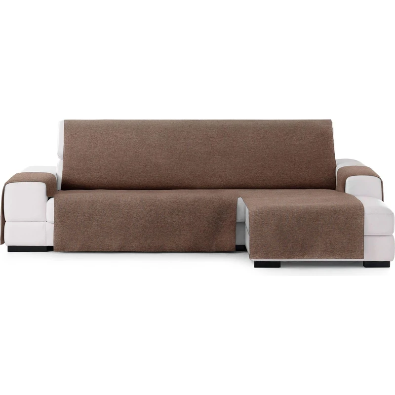 ECOMMERC3 Universal and Versatile Chaiselong Normal Right Sofa Cover – Brown Chaiselong Sofa Cover Protector Easy to Install for Back, Seat and Arms