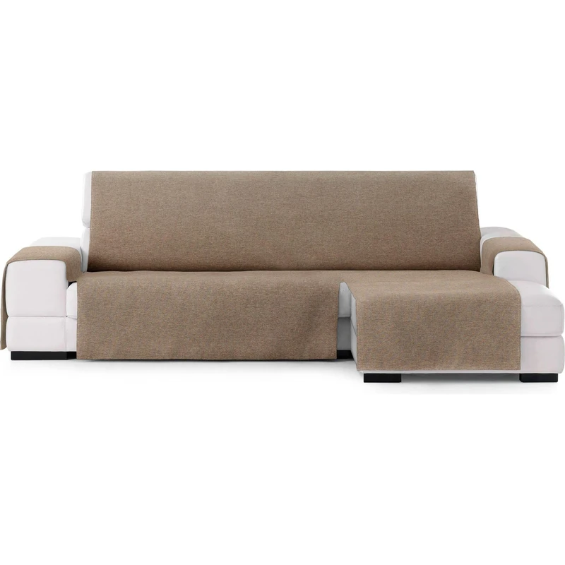 ECOMMERC3 Universal and Versatile Chaiselong Normal Right Sofa Cover – Beige Chaiselong Sofa Cover Protector Easy to Install for Back, Seat and Arms