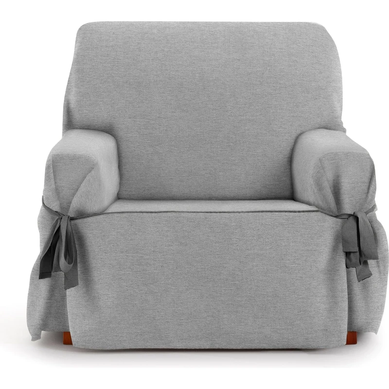 ECOMMERC3 | 1 Seater Sofa Cover Made of Non-Elastic Jacquard Fabric – Grey Sofa Cover with Decorative Ties and Elegant Protection for Your Sofa