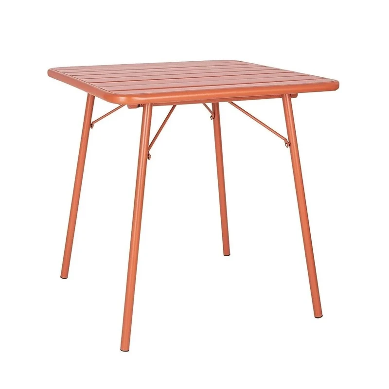 Bolero Amalfi Slatted Square Steel Folding Table Terracotta 700mm - Outdoor Garden, Patio, Restaurant, Café Furniture Table CK064