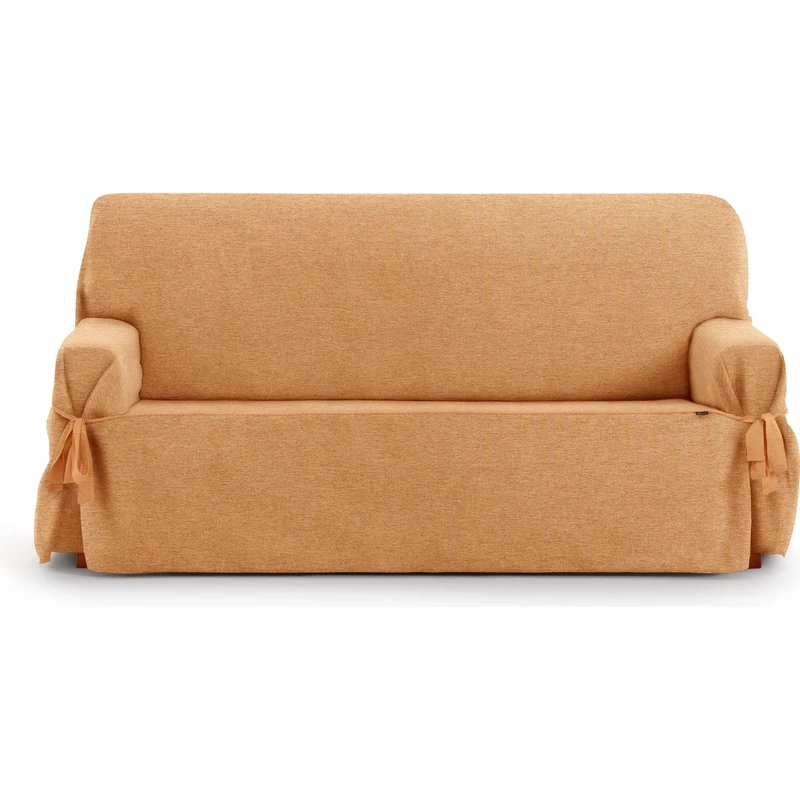 ECOMMERC3 | 2 Seater Sofa Cover in Jacquard Non-Elastic Fabric - Mustard Colour Sofa Cover with Decorative Ties and Elegant Protection for Your Sofa