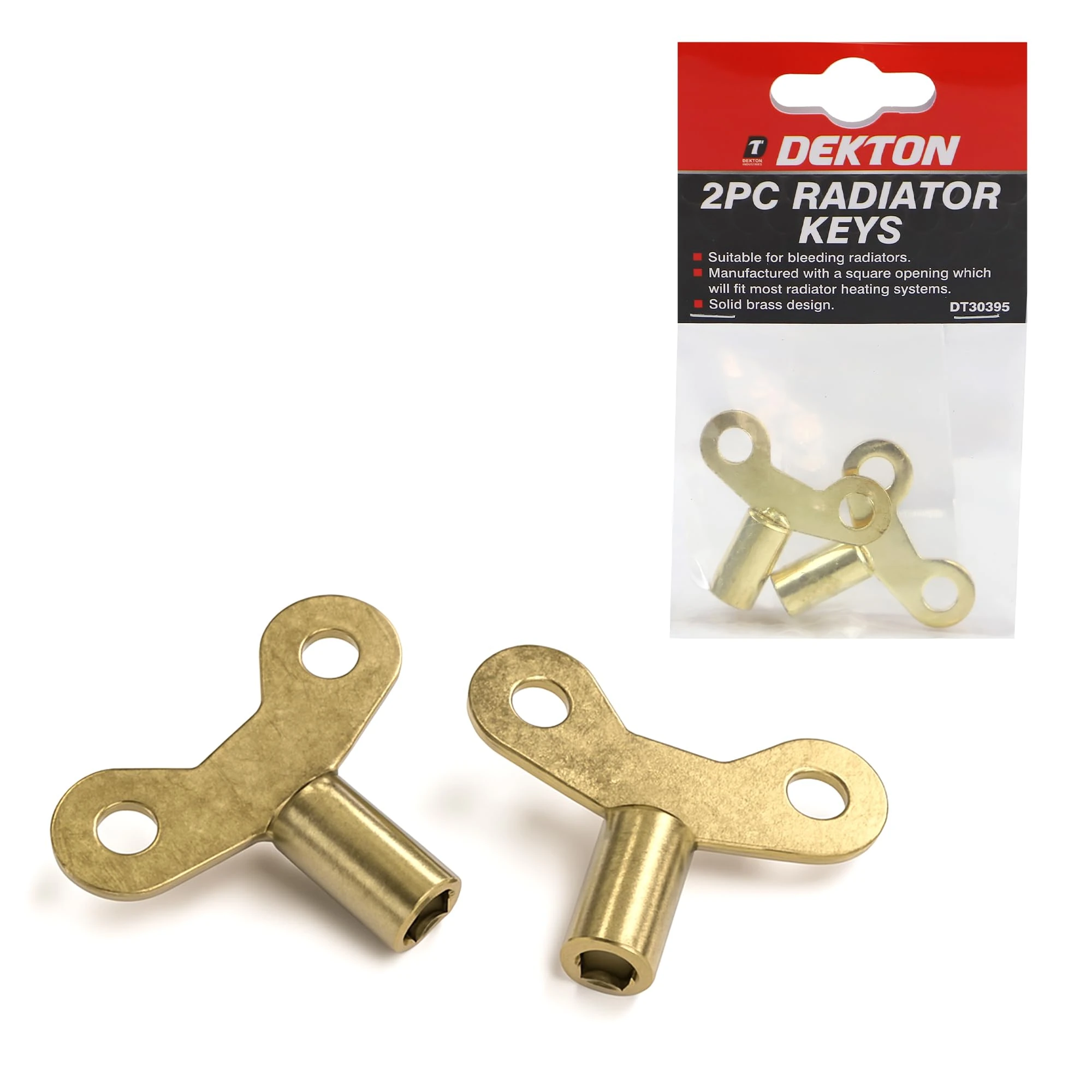 Dekton 2pc Radiator Keys- Suitable For Bleeding Radiators| Brass Radiator Air Bleed Keys| Strong And Robust Long-lasting| Square Opening Which Will Fit Most Radiator Heating Systems| Brass Material
