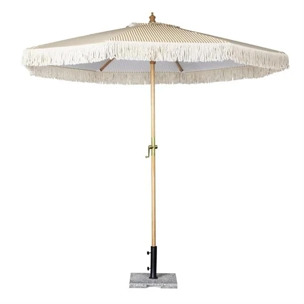 Bolero Sicily Parasol Umbrella Round Striped 2.5m Diameter - Ideal for Patios Outdoor Sun Cover FU508