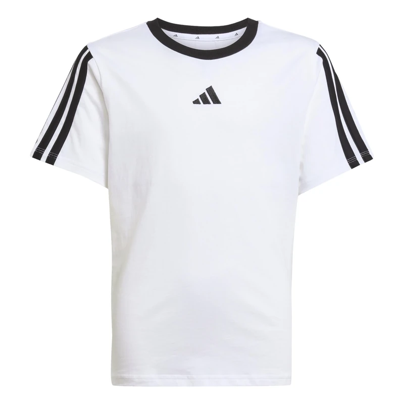 adidas Girl's Essentials T-Shirt, White/Black/Black, 13-14 Years