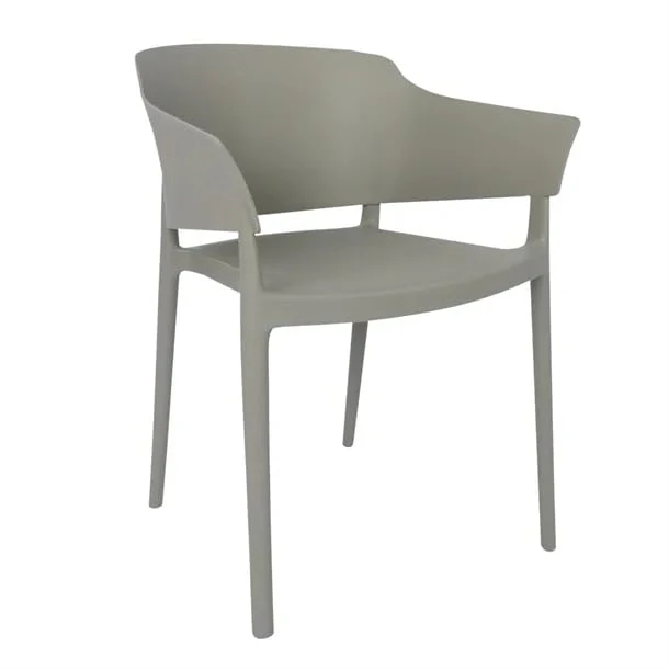 Bolero Lorenzo Plastic Stackable Cafe Chairs Medium Grey (2 pack) DX970