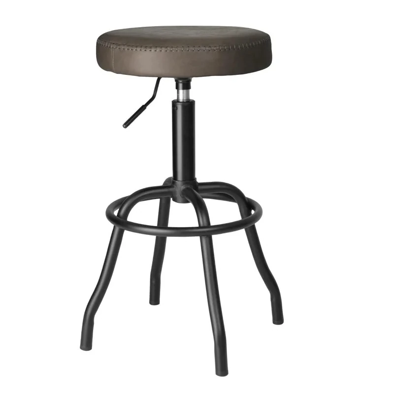 Bolero Brooklyn PU High Bar Stool Mocha - Adjustable Padded Sear, PU Leather Upholstered HW291
