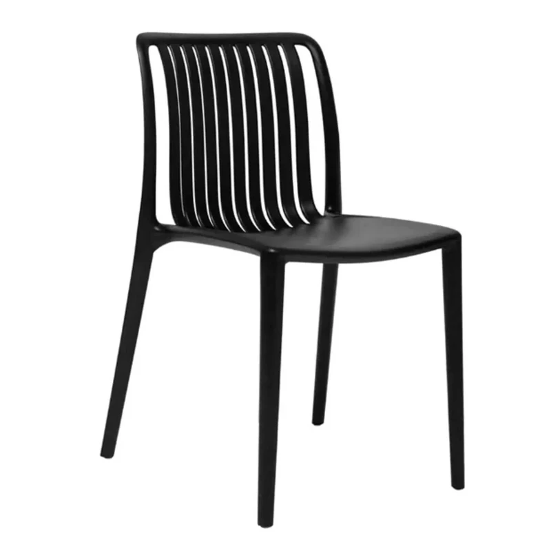 Bolero Verona Café Stackable Plastic Chairs Black (2 pack) - Indoor Outdoor Garden, Events, Wedding Chairs DX976