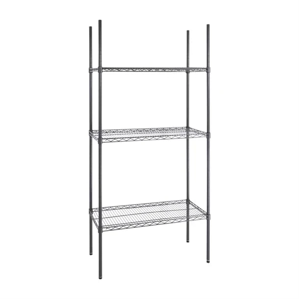 Nisbets Essentials Flat Pack 3 Shelf Unit Charcoal Expoxy Coated - 18x36x72"