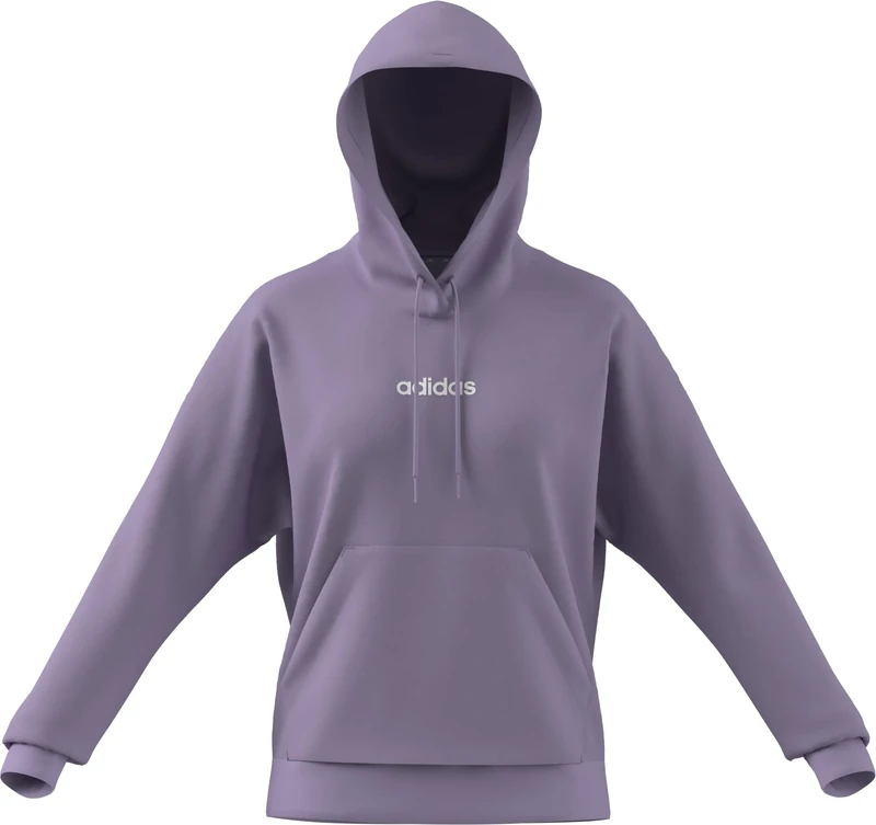 adidas Women's ESSENTIALS LINEAR FRENCH TERRY HOODIE, powder plum/white, XS