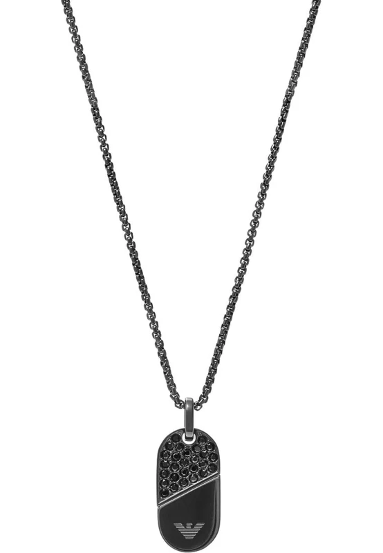 Emporio Armani Men's Black Stainless Steel Necklace, EGS3138001