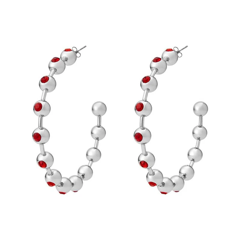 Diesel Men's Stainless Steel or Semi- Precious with Hoop closure Earrings Red