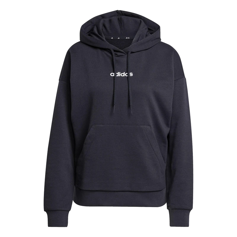 adidas Women's ESSENTIALS LINEAR FRENCH TERRY HOODIE, black/white, XL