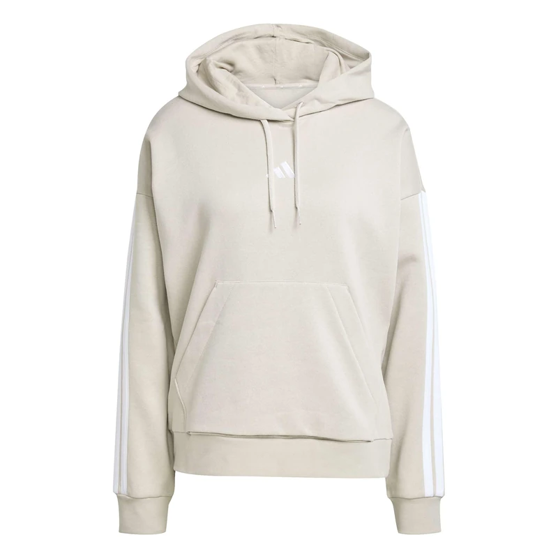 adidas Women's ESSENTIALS 3-STRIPES FLEECE HOODIE, wonder alumina/white, XS