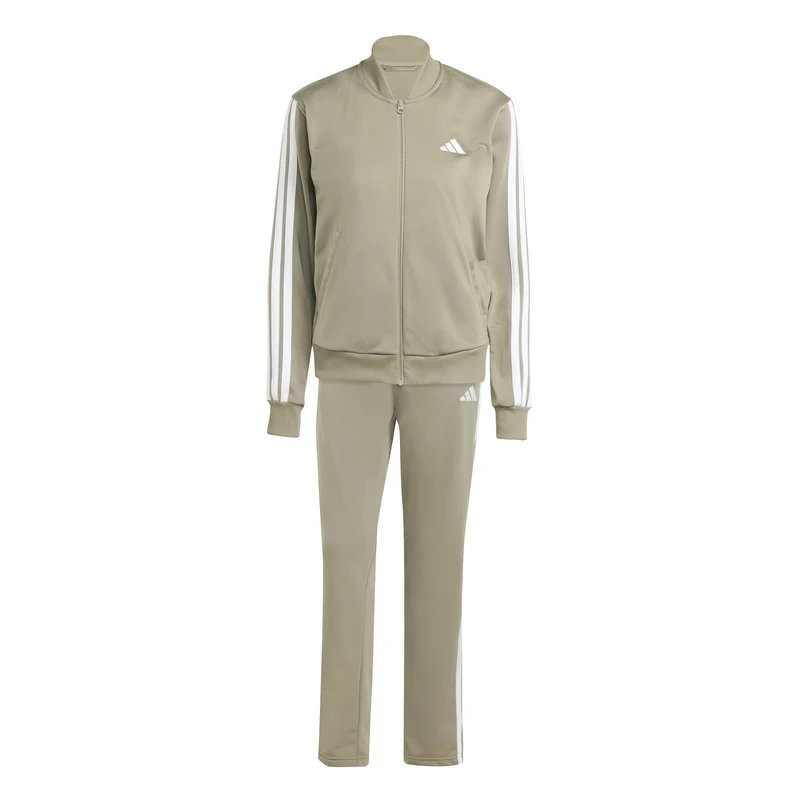 adidas Women's ESSENTIALS 3-STRIPES TRACKSUIT, silver pebble, XS