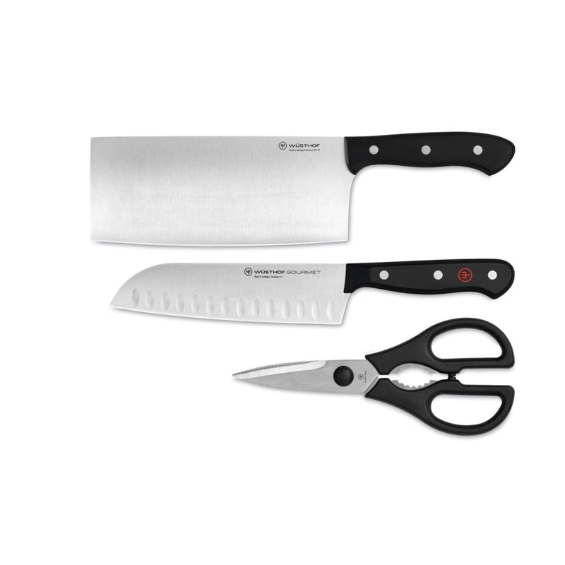 Wusthof Gourmet Knife Set (Santoku Chinese Chef Shears) (Set 3)