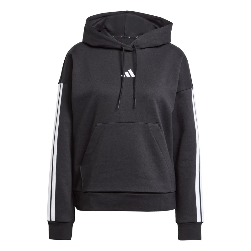 adidas Women's Essentials 3-Stripes Fleece Hoodie Sweatshirt, black/white, S