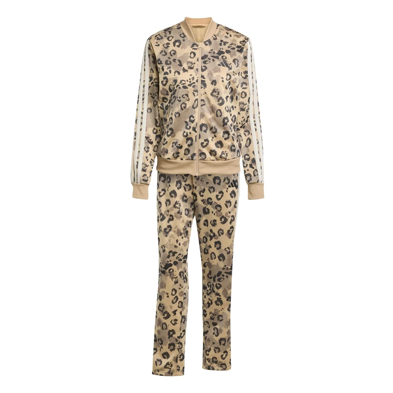 adidas Women's ESSENTIALS 3-STRIPES TRACKSUIT, warm sandstone/black, L