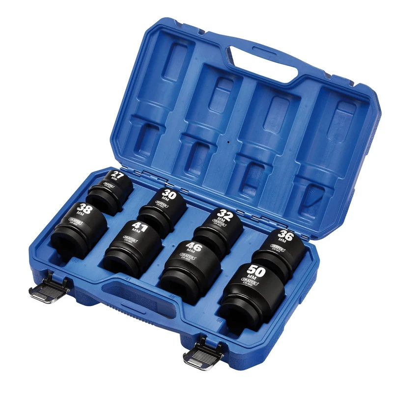 Draper HI-TORQ 8 pcs Metric Impact Socket Set, 1" Sq. Dr. - 20209-6-Point CR-MO Steel