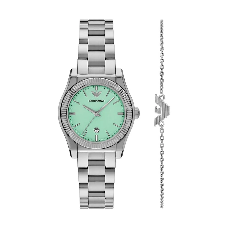 Emporio Armani Women's Analog Quartz Watch with Stainless Steel Strap AR80074SET