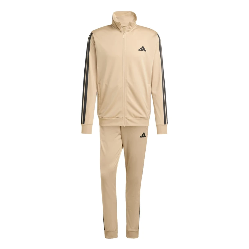 adidas Men's SPORTSWEAR BASIC 3 STRIPES TRICOT TRACKSUIT, warm sandstone, M Tall