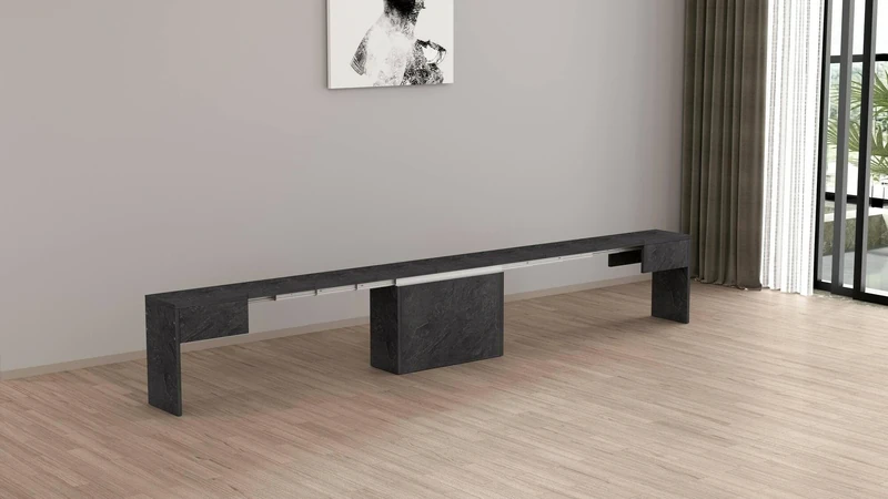 Dmora - Ubertino Bench, Seat for Dining Table, Extendable Single Bench, 290 x 25 x 45 cm, Slate