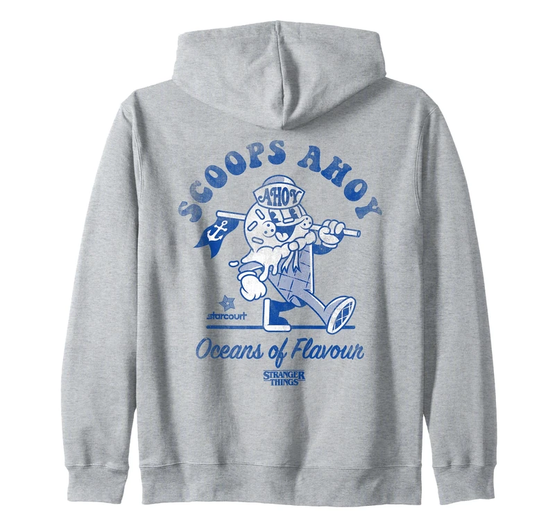 Stranger Things Scoops Ahoy Retro Officially Licensed Zip Hoodie
