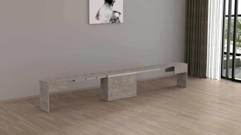 Dmora - Ubertino Bench, Seat for Dining Table, Extendable Single Bench, 290 x 25 x 45 cm, Grey