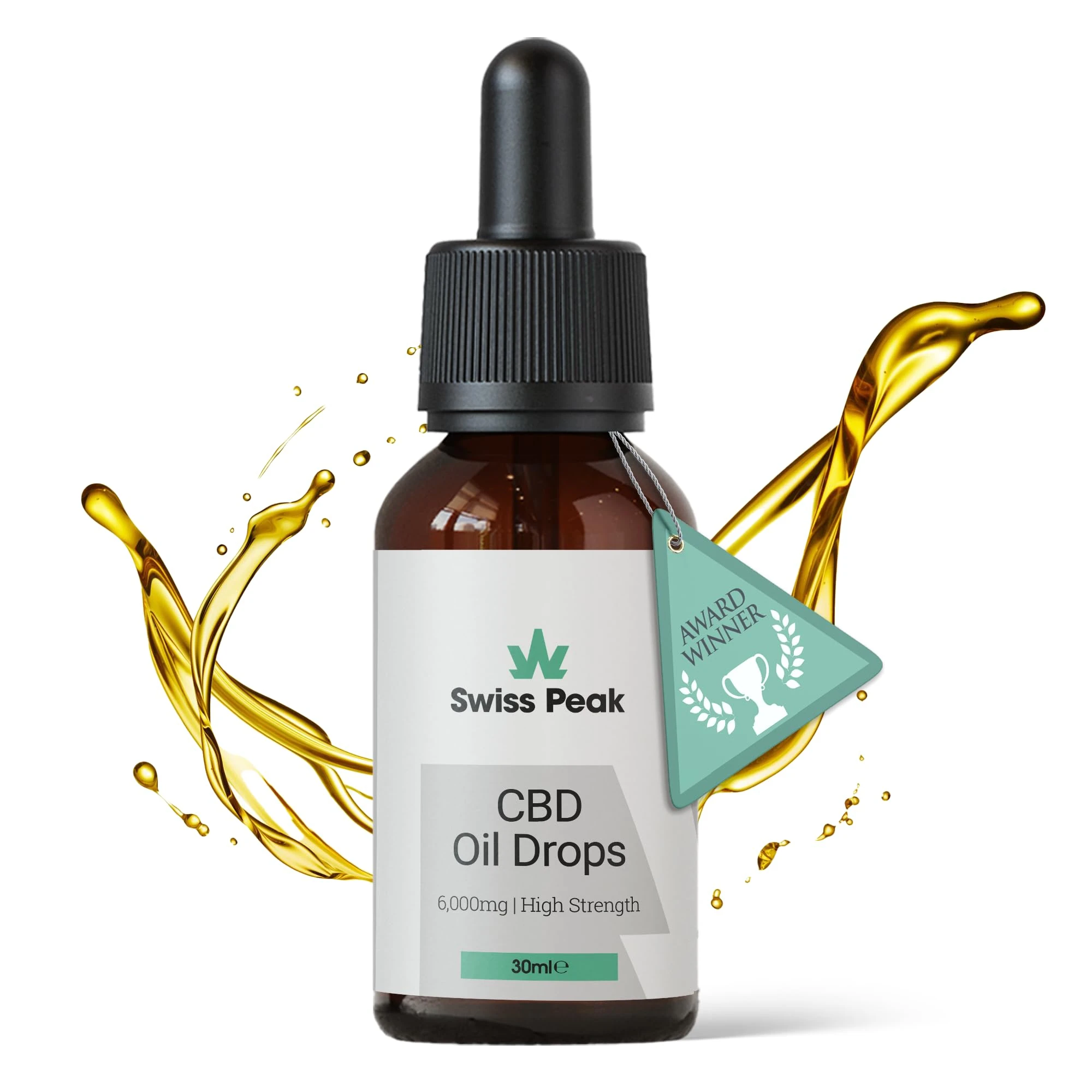 Swiss Peak 6000mg CBD Oil (Max Strength), Premium Quality Hemp Extract, 30ml Bottle, Natural Flavour, Third-Party Tested – Swiss Formulated | UK-Made – Non-GMO, THC-Free