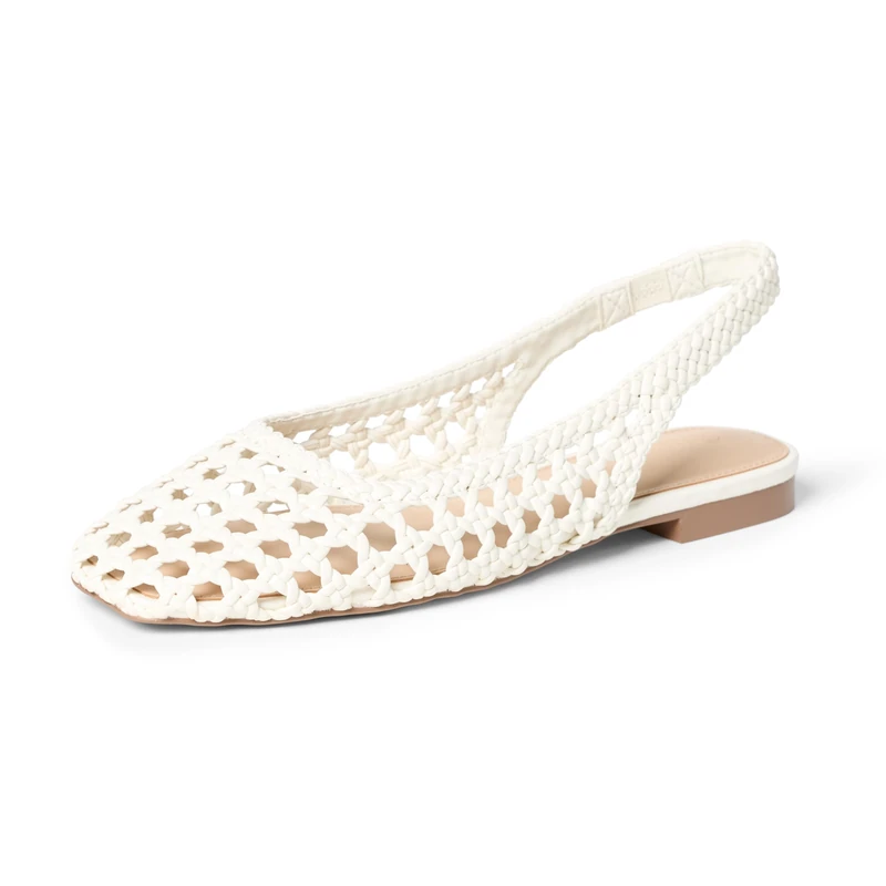 The Drop Palma Slingback Flat Sling Back Sandals, Ivory Woven, 9 UK - Image 1
