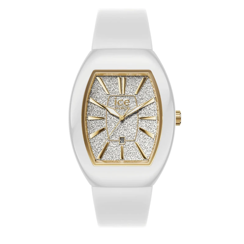 Ice-Watch - ICE boliday Dome White glitter gold - Women's wristwatch with silicon strap - 024033 (Small)