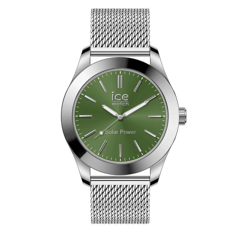 ICE-WATCH - ICE Steel Silver Green - Men's Wristwatch with Metal Strap - 023796 (Medium)