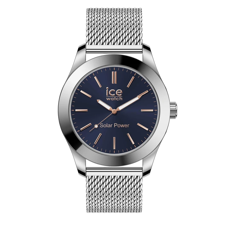 ICE-WATCH - ICE Steel Silver Dark Blue - Men's Wristwatch with Metal Strap - 023794 (Medium)