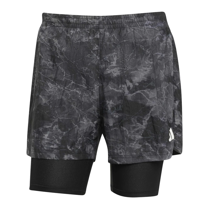 adidas Men's Own The Run Spray Dye 2in1 Short, Grey Four/Black, S