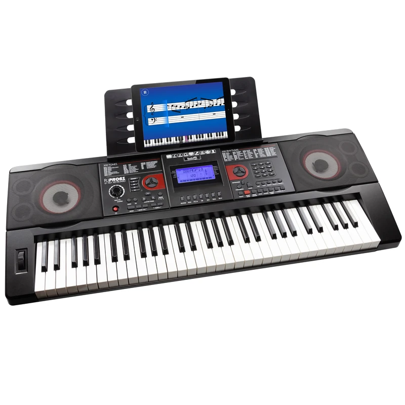 RockJam 61 Key Keyboard Piano with Bluetooth MIDI, Rechargeable Digital Music Keyboard with Semi Weighted Touch Sensitive Keys, LCD Display, Built-in Speakers & Lessons