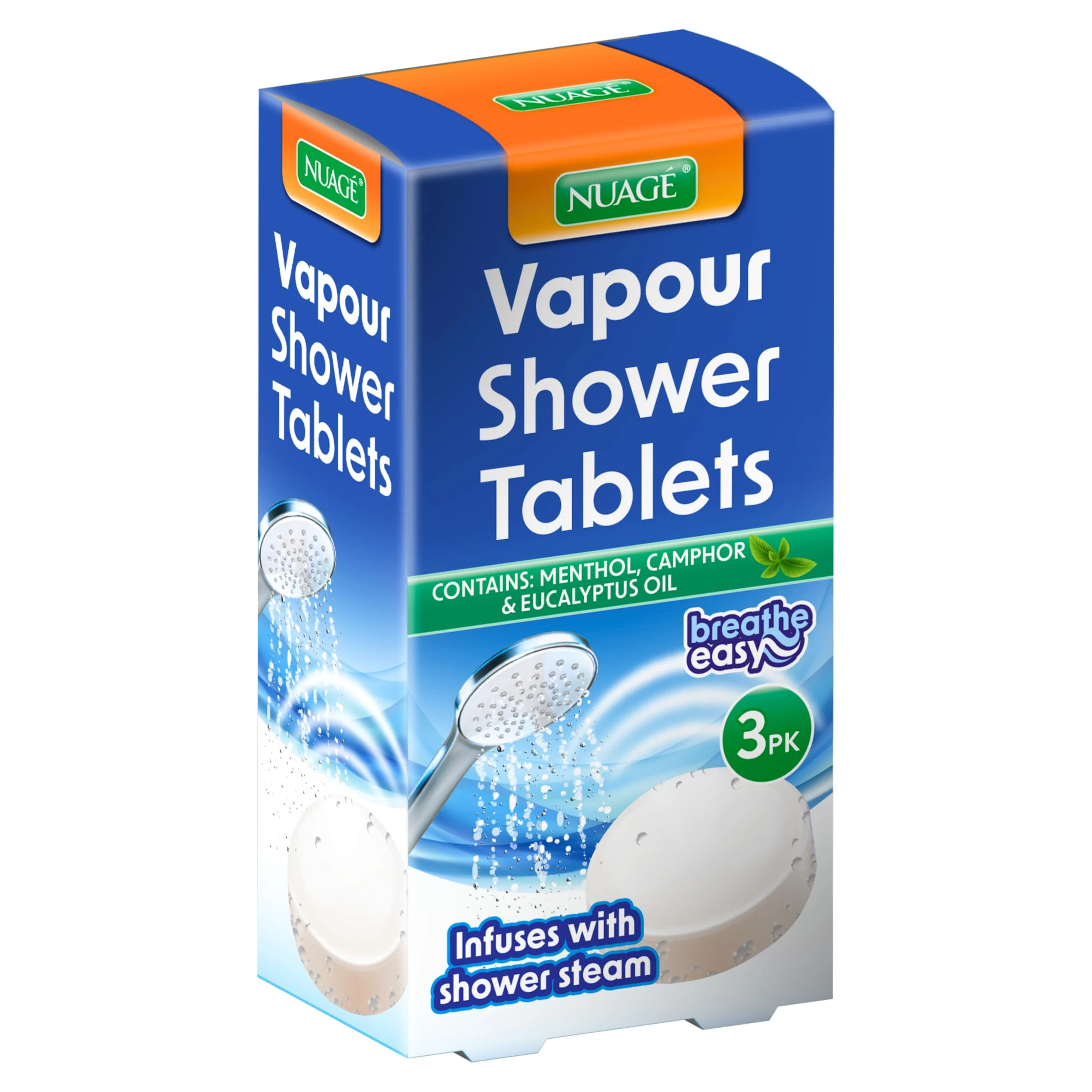Nuage Vapour Shower Tablets - Breathe Easy with Every Shower | Contains Menthol & Eucalyptus Oil (3 Pack)