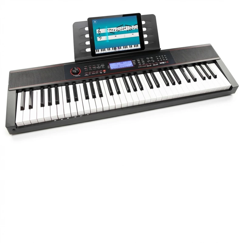 RockJam RJ61HQ 61 Key Keyboard Piano with Bluetooth MIDI, Touch Sensitive Digital Music Keyboard with LCD Display, 200 Tones, 150 Rhythms, Built-in Speakers, Simply Piano Lessons & Music Stand