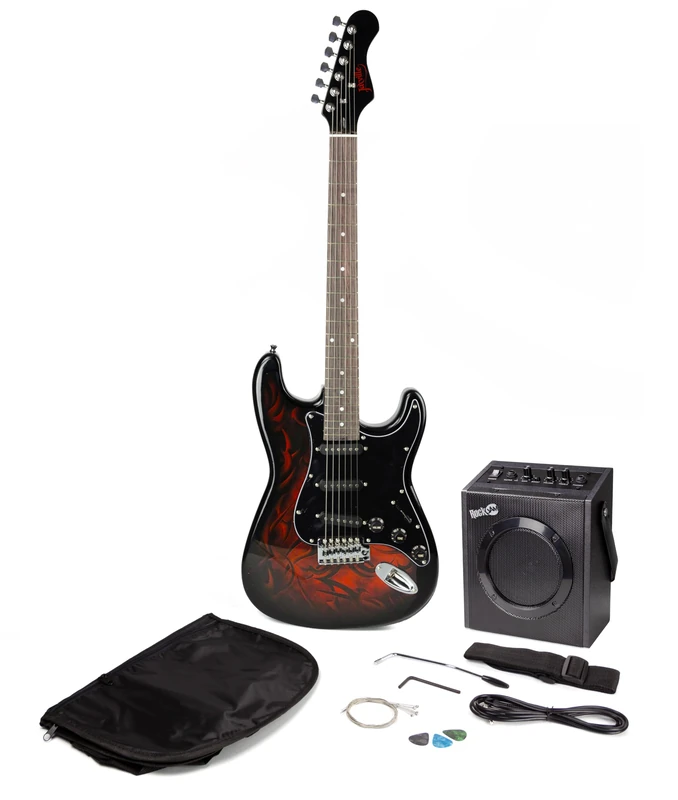 RockJam Electric Guitar Kit with Amp, Bag, Whammy, Strap, Lead, Spare Strings & Lessons